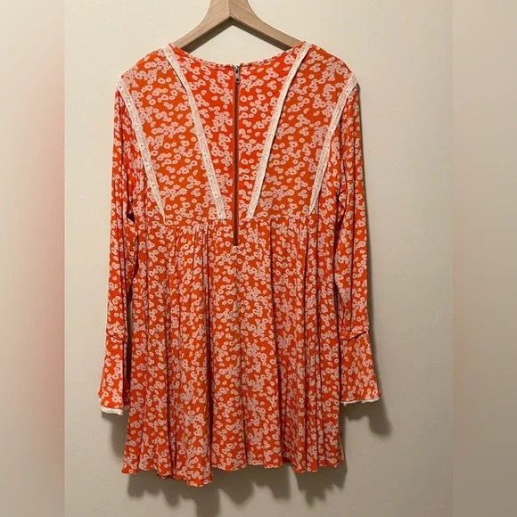 Free People Paprika Combo Floral Bohemian Lace Flowy Dress - Picture 9 of 10